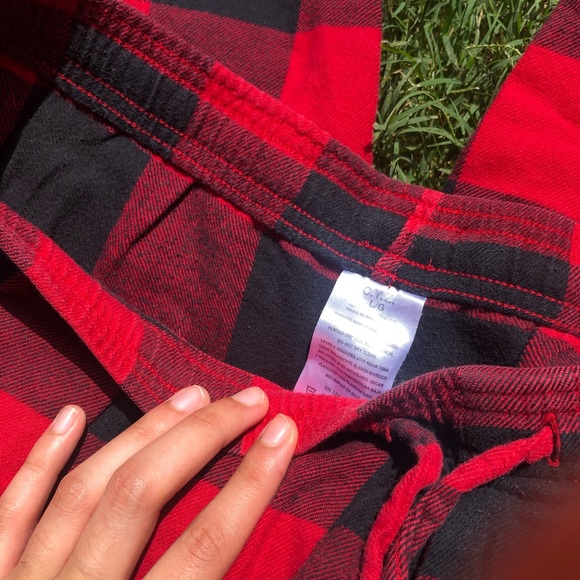 Men's Red Flannel Cotton Pajamas Drawstring - Picture 2 of 4